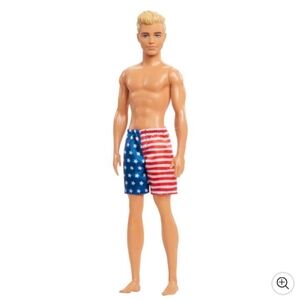 Barbie Ken Beach Doll with American Flag-inspired Swimsuit